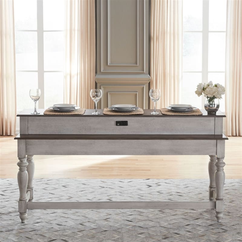 Ocean Isle Console Bar Table in Antique White with Weathered Pine by Liberty Furniture - LIB-303W-OT7237