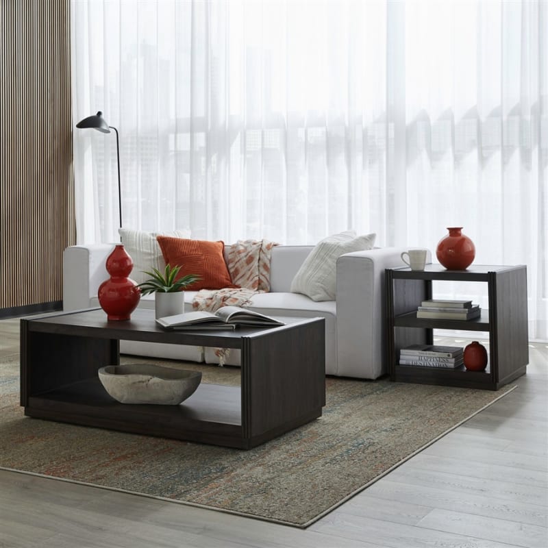 Modern Edge 3 Piece Rectangular Cocktail Table Set in Caffe Finish by Liberty Furniture - LIB-313-OT-3PCS