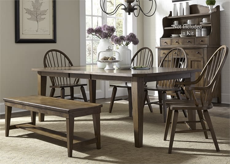 Hearthstone 6 Piece Oak Rectangular Leg Table with Oak Windsor Chairs by Liberty Furniture - 382-DR-6RTS