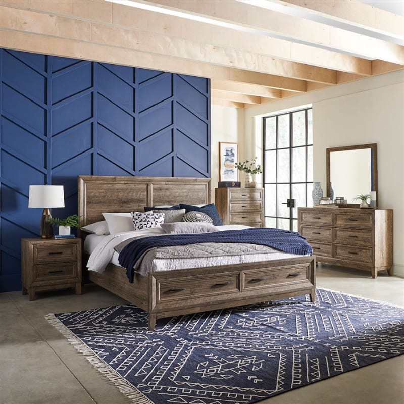 Ridgecrest Storage Bed 6 Piece Bedroom Set in Cobblestone Finish by Liberty Furniture - 384-BR-QSBDMN
