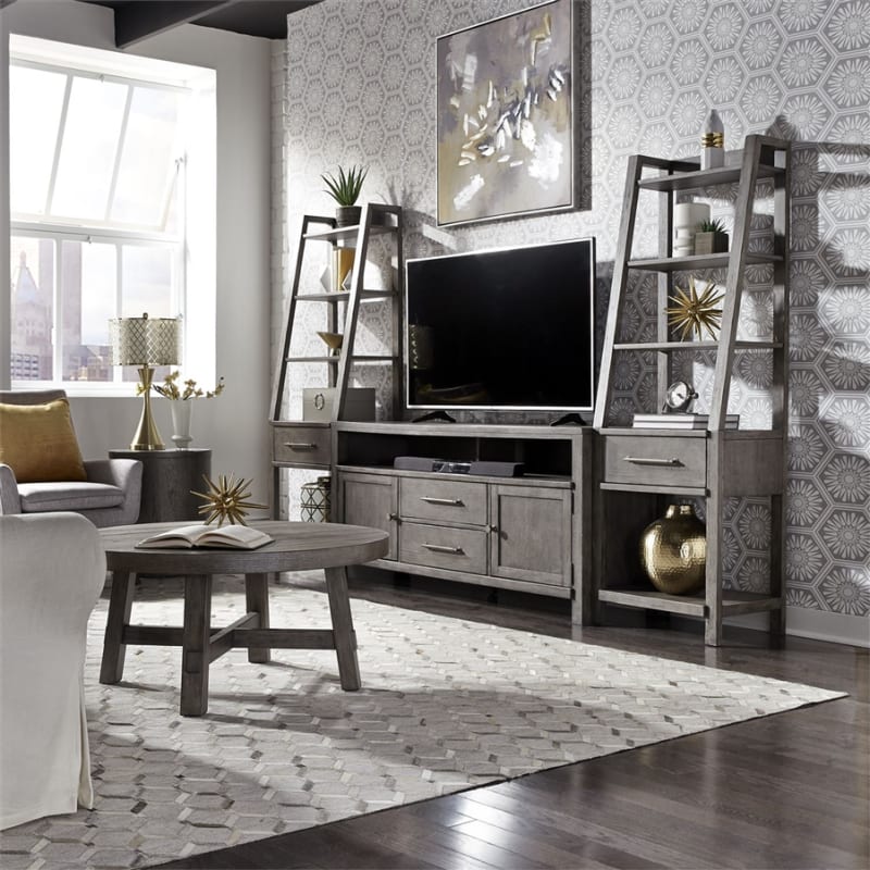 Modern Farmhouse 3 Piece Entertainment Center in Dusty Charcoal Finish by Liberty Furniture - 406-ENTW-ECP