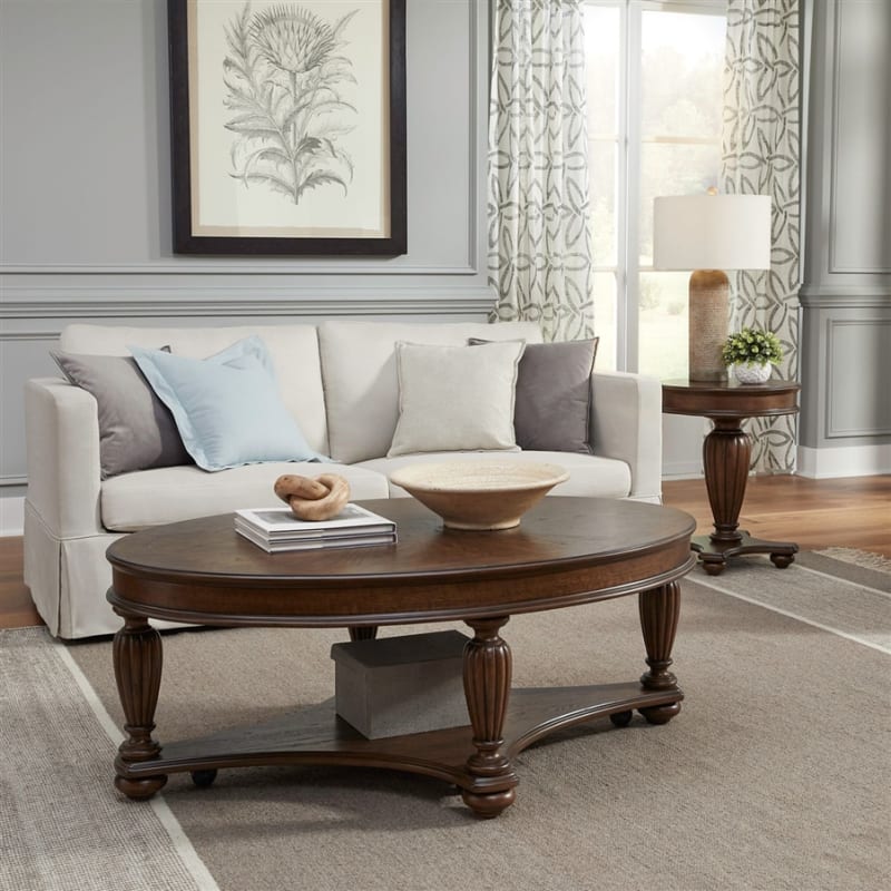 Allington 3 Piece Oval Cocktail Table Set in Satin Sienna Finish by Liberty Furniture - LIB-418-OT-O3PCS