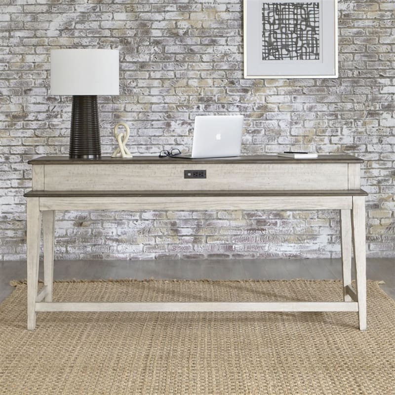 Ivy Hollow Console Bar Table in Weathered Linen with Dusty Taupe Top by Liberty Furniture - LIB-457-OT7637