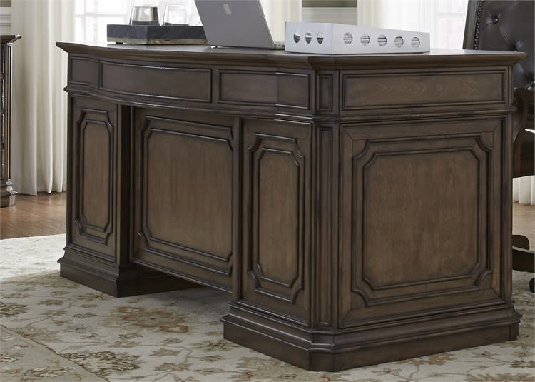 Amelia Jr Executive Desk in Antique Toffee Finish by Liberty Furniture - 487-HOJ-JED