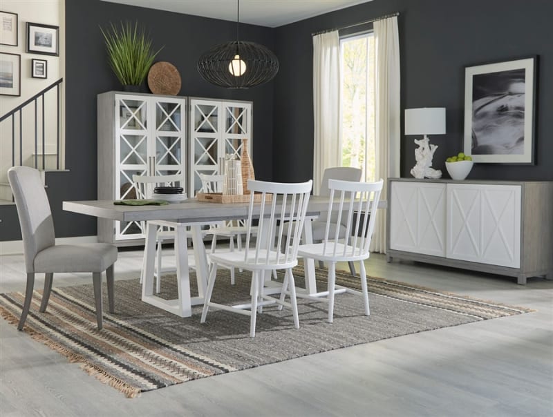 Palmetto Heights Double Pedestal Table 7 Piece Dining Set in Two Tone Shell White and Driftwood Finish by Liberty Furniture - 499-DR-A72PS
