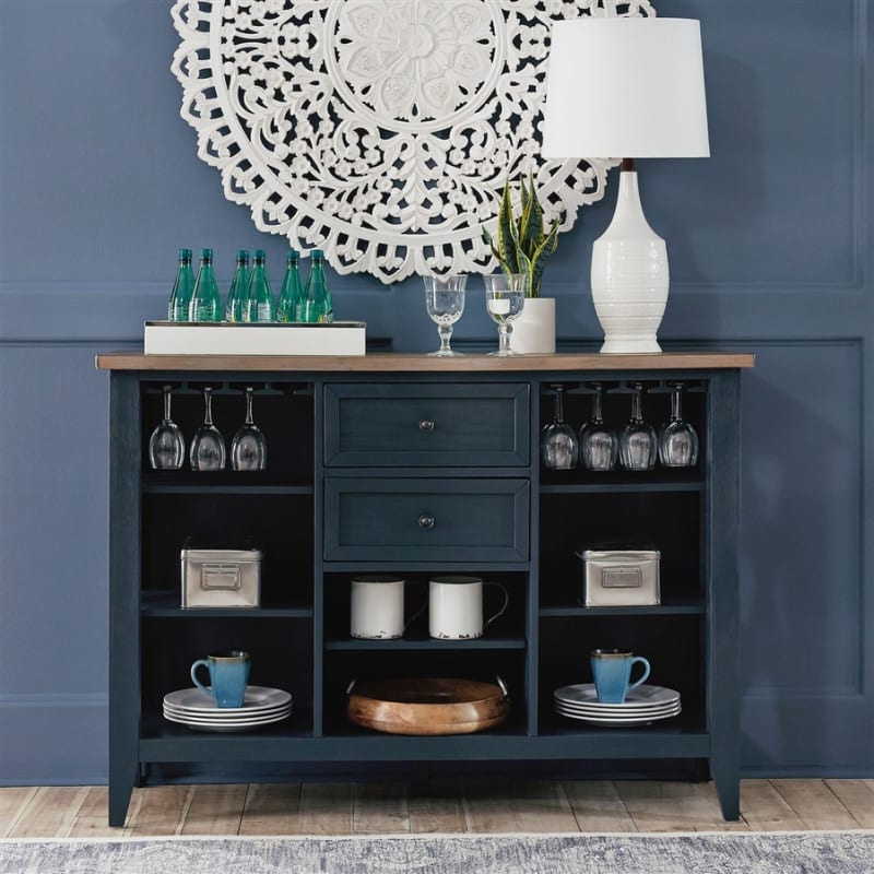 Lakeshore Server in Navy and Wood Finish by Liberty Furniture - 519NY-SR5640