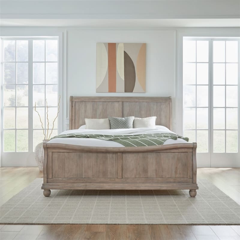 Rustic Traditions Sleigh Bed in Saddle Tan Finish by Liberty Furniture - LIB-589WT-BR-QSL