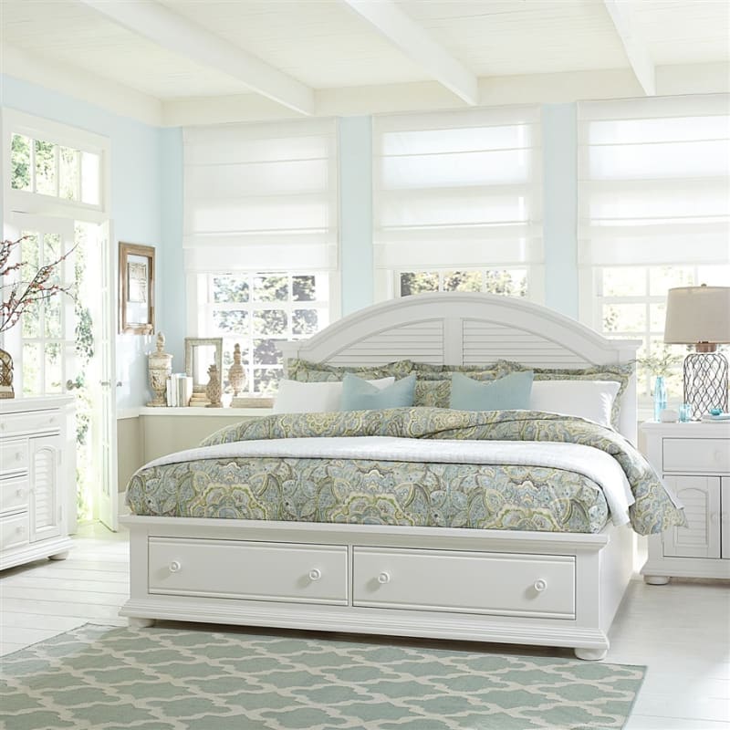 Summer House I Storage Bed 6 Piece Bedroom Set in Oyster White & Navy Finish by Liberty Furniture - 607-BR-QSBDMN