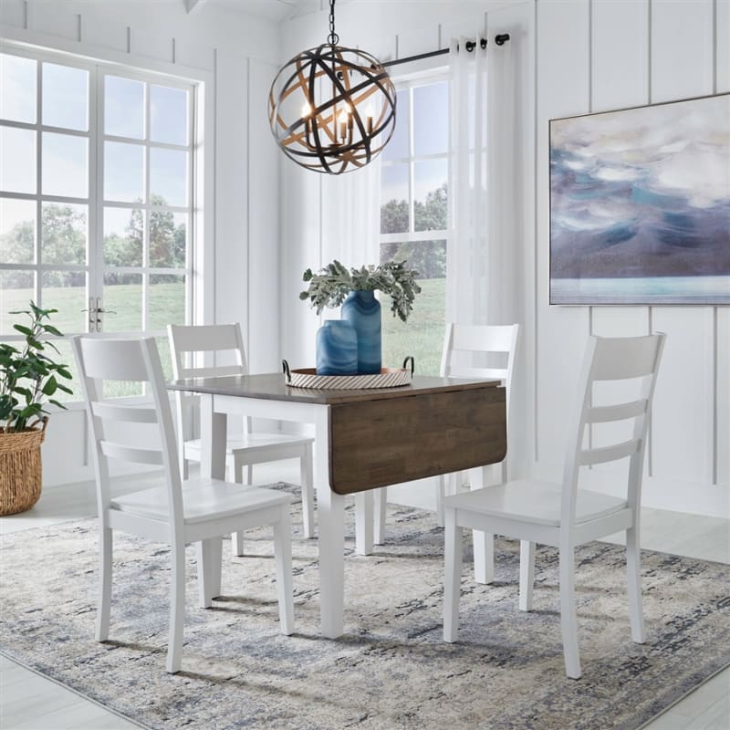 Landale 5 Piece Drop Leaf Dining Room Set in Chestnut and White Finish by Liberty Furniture - LIB-617-CD-5DLS
