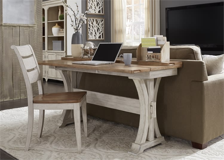 家具 le Farmhouse Reimagined Desk / Flip Lid Sofa Table in Antique White