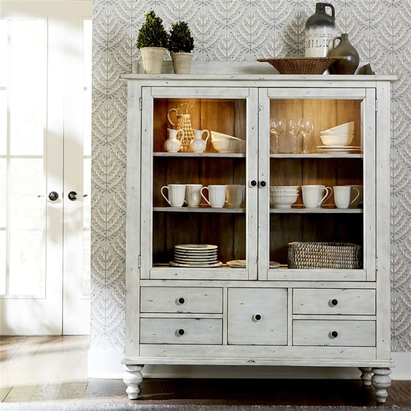 Whitney Display Cabinet in Antique Linen and Weathered Gray Finish by Liberty Furniture - LIB-661W-CH5468