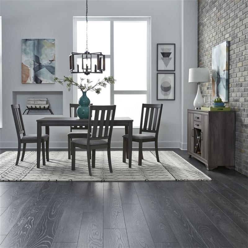 Tanners Creek 3672 Rectangular Leg Table Slat Back Chair 5 Piece Dining Set in Greystone Finish by Liberty Furniture - LIB-686-CD-5RLS