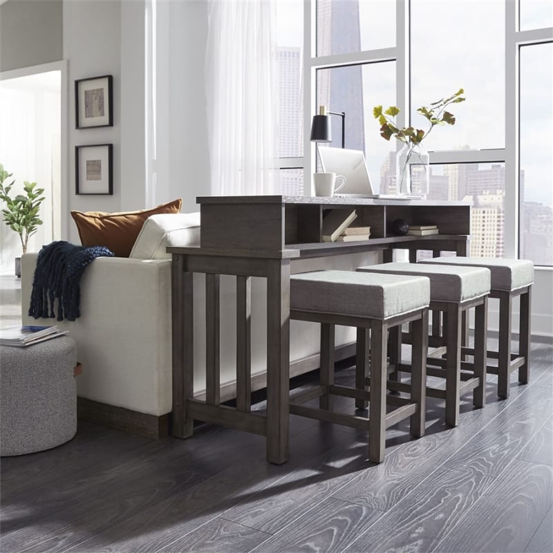 Tanners Creek 4 Piece Console Bar Table Set in Greystone Finish by Liberty Furniture - 686-OT-4PCS