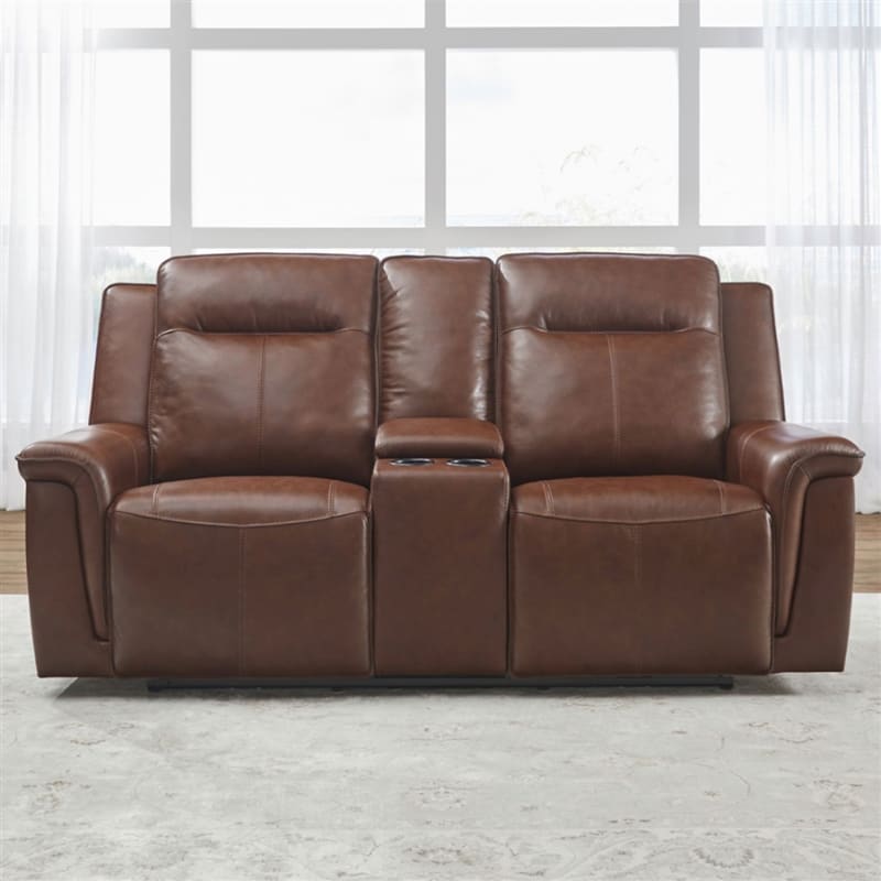 Avery Loveseat w/Console in Cognac Leather Finish by Liberty Furniture - LIB-7001CG-22P