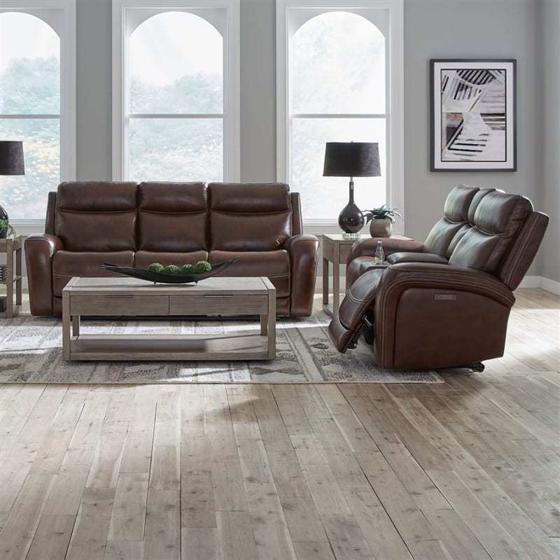 Blair 2 Piece Sofa Set in Cognac Leather Finish by Liberty Furniture - LIB-7005CG-UPH-SOLO