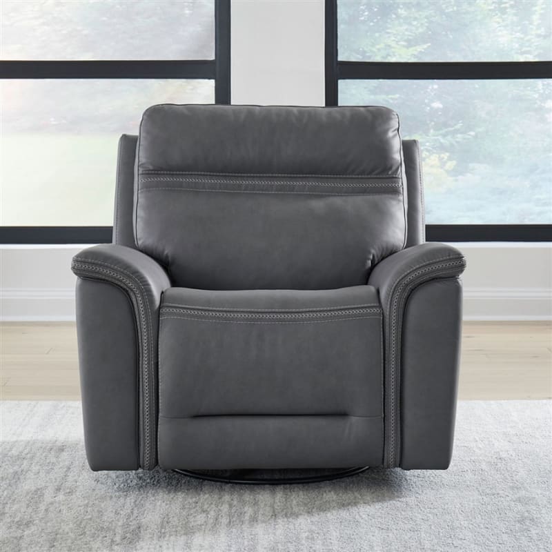 Cooper Triple Zero Gravity Power Recliner with Articulating Headrest in Blue Gray Leather by Liberty Furniture - 7007BG-13P