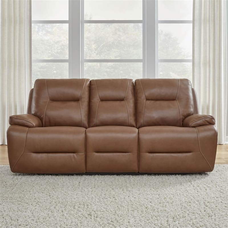 Cameron Zero Gravity Triple Power Reclining Sofa in Dakota Saddle Leather by Liberty Furniture - 7008SD-33P