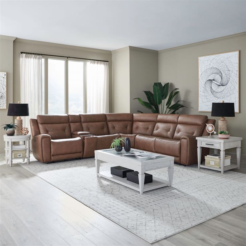 Beckham BUILD YOUR OWN Sectional in Aline Saddle Leather Finish by Liberty Furniture - LIB-7023SD-UPH-SECTIONAL