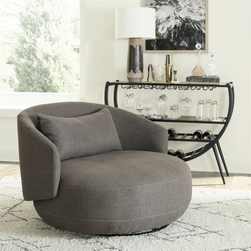 Haley Uph Swivel Cuddler Chair in Charcoal Finish by Liberty Furniture - LIB-708-ACH15-GY