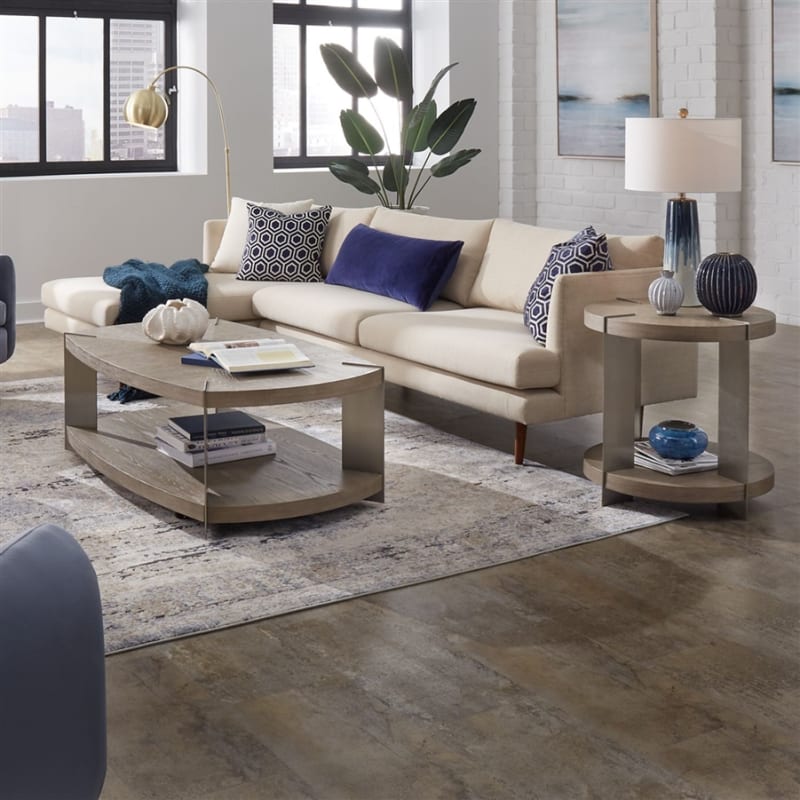 Harlow 3 Piece Oval Cocktail Table Set in Sandstone and Satin Nickel Finish by Liberty Furniture - LIB-754-OT-O3PCS