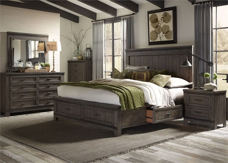 Thornwood Hills Two Sided Storage Bed 6 Piece Bedroom Set in Rock Beaten Gray Finish by Liberty Furniture - 759-BR-DS