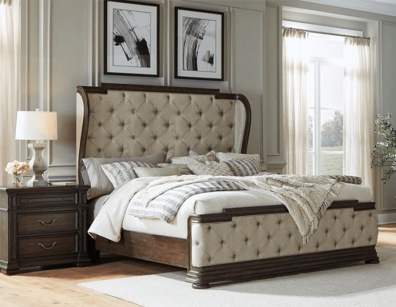 Provence Park Upholstered Shelter Bed in Chateau Brown Finish by Liberty Furniture - 765-BR-QSH