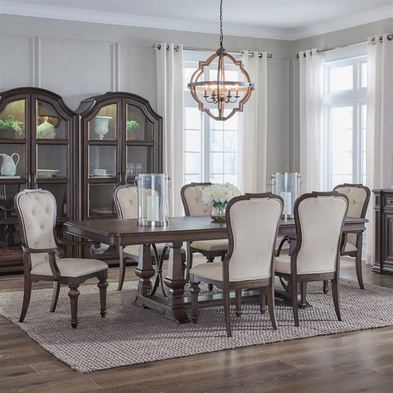 Provence Park 7 Piece Trestle Table Dining Set in Chateau Brown