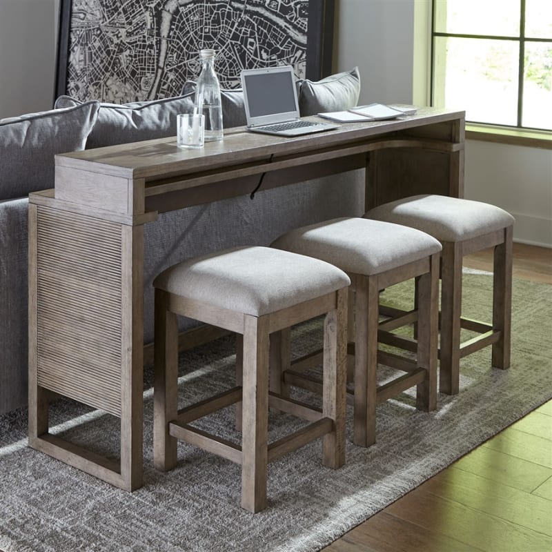 Bartlett Field 4 Piece Console Bar Table Set in Dusty Taupe Finish by Liberty Furniture - LIB-798-OT-4PCS