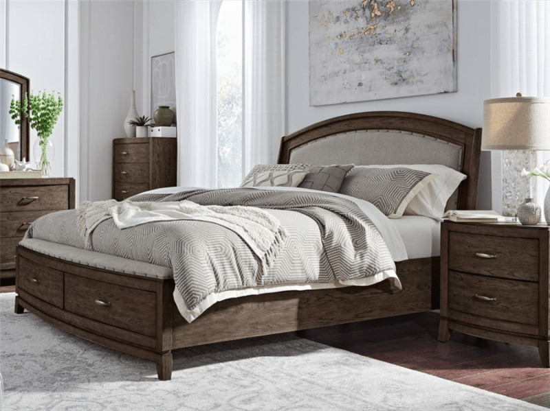 Avalon Upholstered Storage Bed in Coffee Bean Finish by Liberty Furniture - 805B-BR-QUS