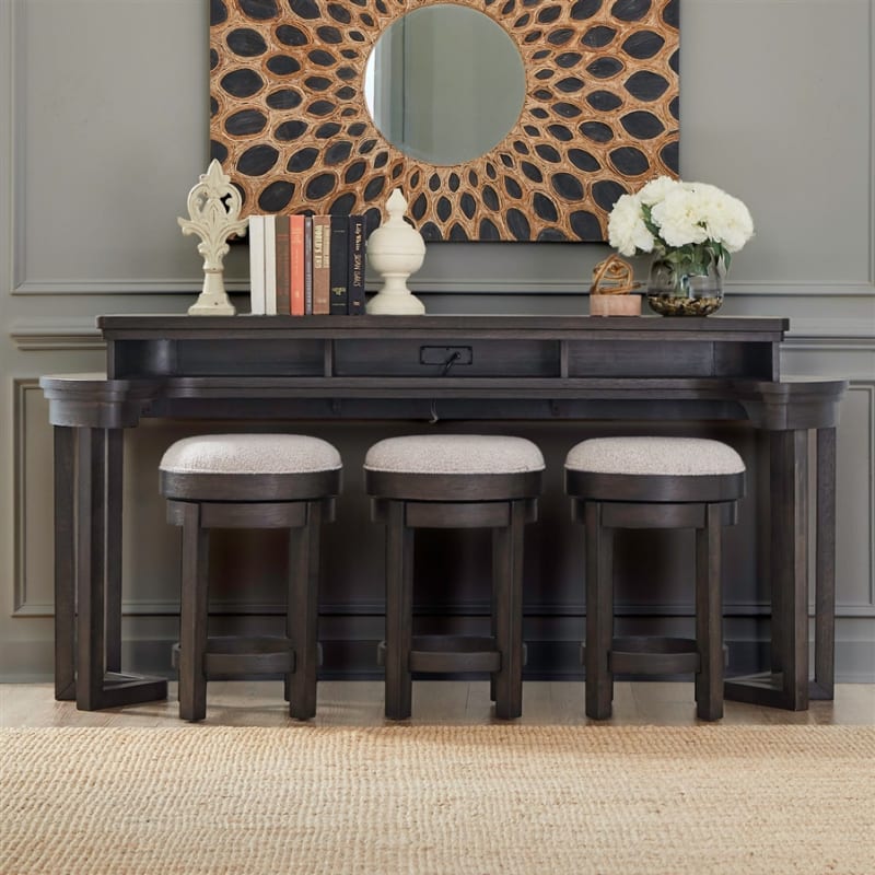 Weston 4 Piece Console Bar Table Set in Peppercorn Finish by Liberty Furniture - LIB-811-OT-4PCS