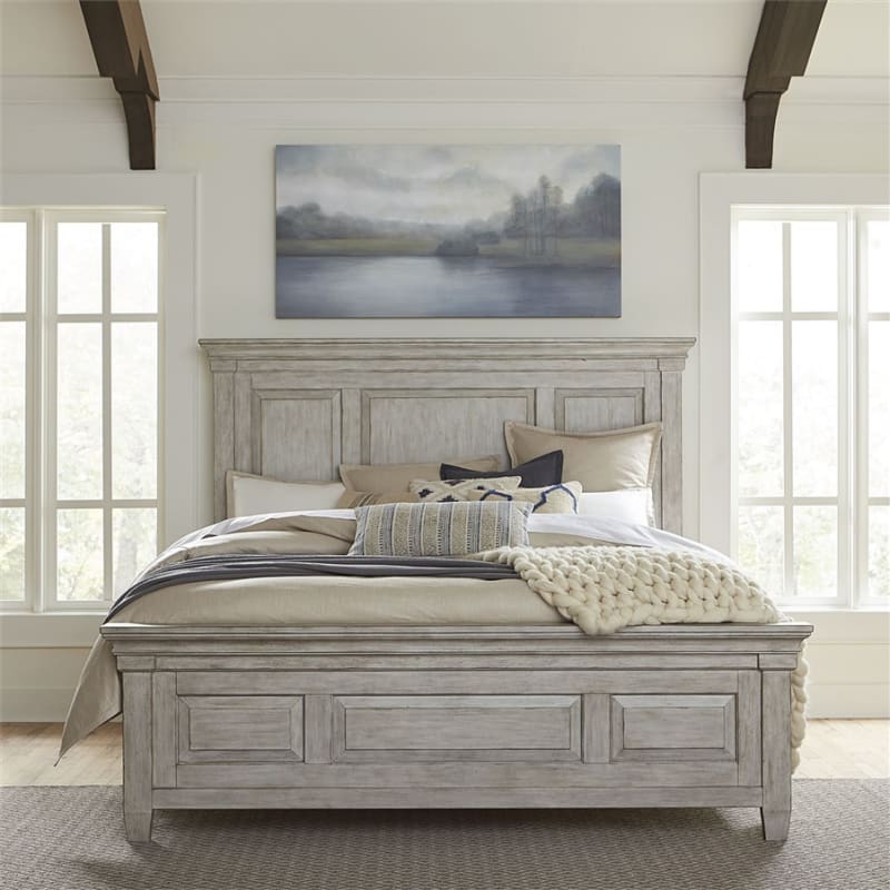 Heartland Tallgrass Panel Bed in Antique White Finish with Tobacco Tops by Liberty Furniture - 824-BR-QPB