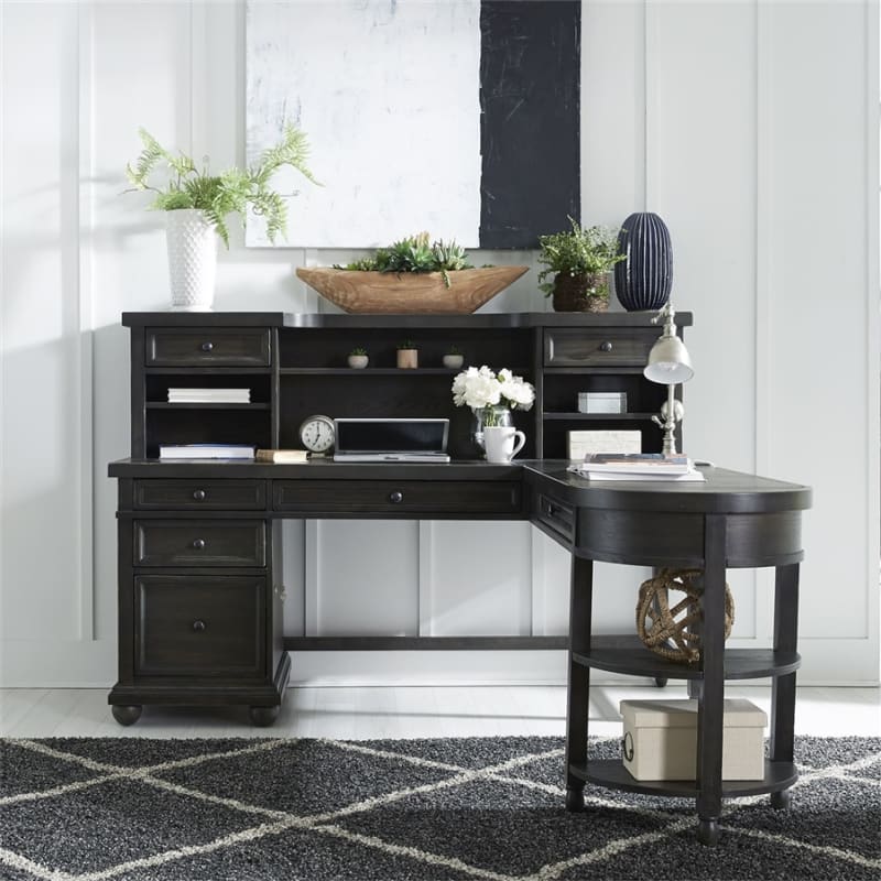 Harvest Home L Shaped Desk with Hutch in Chalkboard Finish by Liberty Furniture - 879-HO-LSD