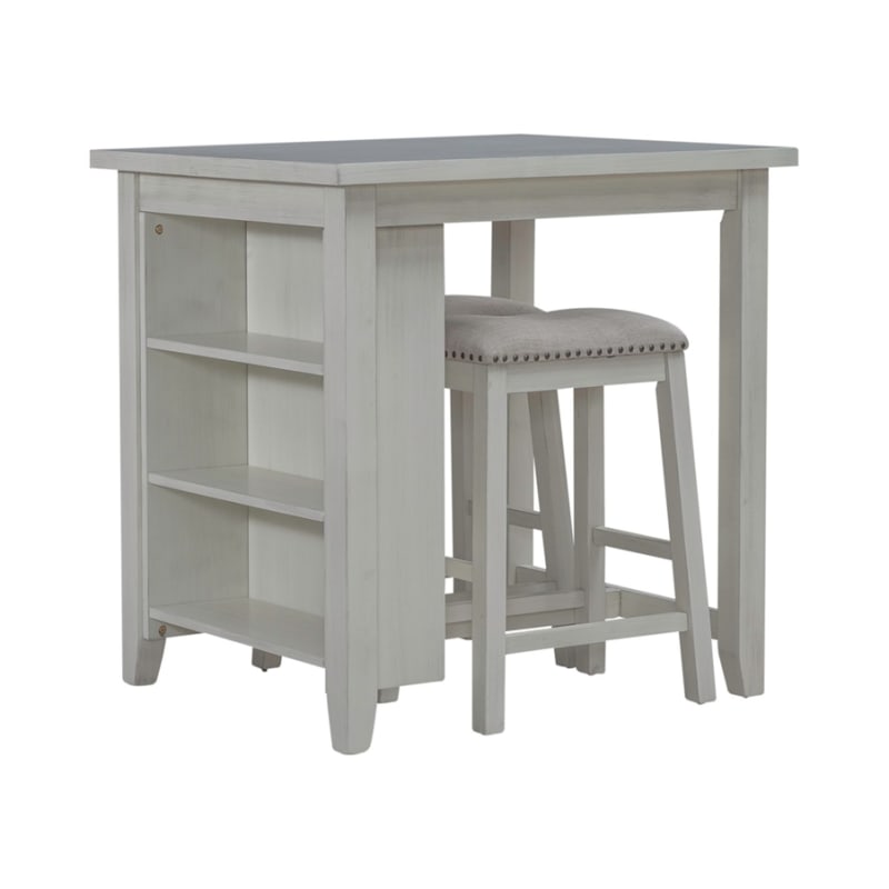 Brook Creek 3 Piece Counter Height Dining Room Set in White Finish by Liberty Furniture - LIB-942W-CD-3CTS
