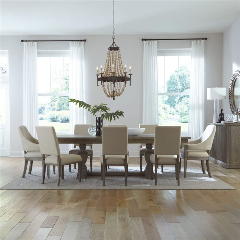 Westfield Trestle Table 9 Piece Dining Set in Havana Brown Finish by Liberty Furniture - LIB-944-CD-9TRS