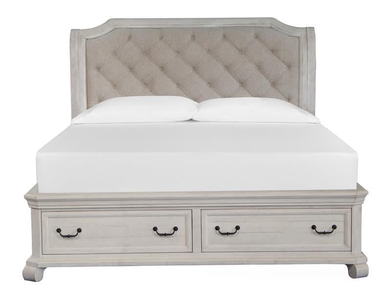 Bronwyn Sleigh Storage Bed in Alabaster Finish by Magnussen - MAG-B4436-53