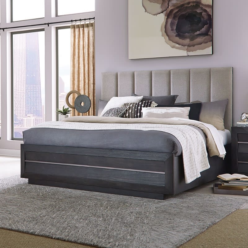 Wentworth Village Upholstered Bed with Wood/Metal Footboard by Magnussen - MAG-B4995-50B