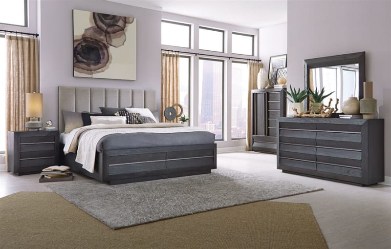 Wentworth Village 6 Piece Upholstered Bedroom Set with Storage Footboard by Magnussen - MAG-B4995-50C-SET