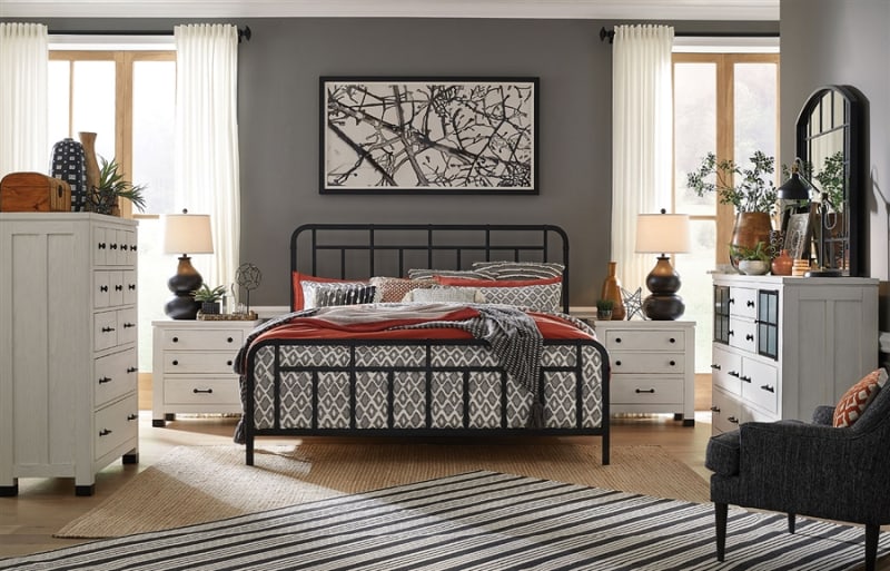 Harper Springs 6 Piece Metal Bedroom Set in Black Finish by Magnussen - MAG-B5321-57-SET