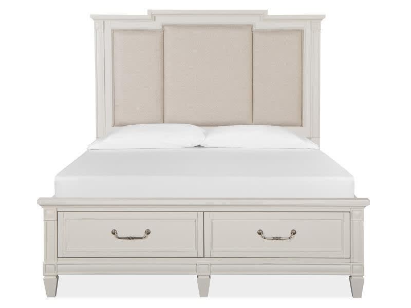 Willowbrook Upholstered Panel Storage Bed in Egg Shell White Finish by Magnussen - MAG-B5324-55A