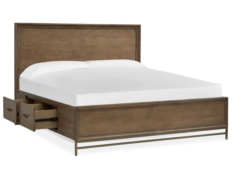 Lindon Queen Panel Bed w/ Storage in Belgian Wheat Finish by Magnussen - MAG-B5570-54A