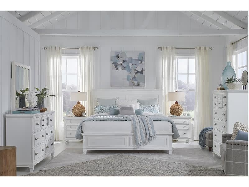 Charleston 6 Piece Queen Panel Bedroom Set in White Finish by Magnussen - MAG-B5611-54WH-SET