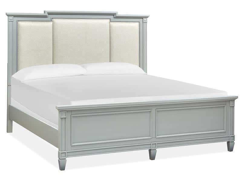 Glenbrook Queen Panel Bed w/Upholstered Headboard in Pebble Finish by Magnussen - MAG-B5668-55