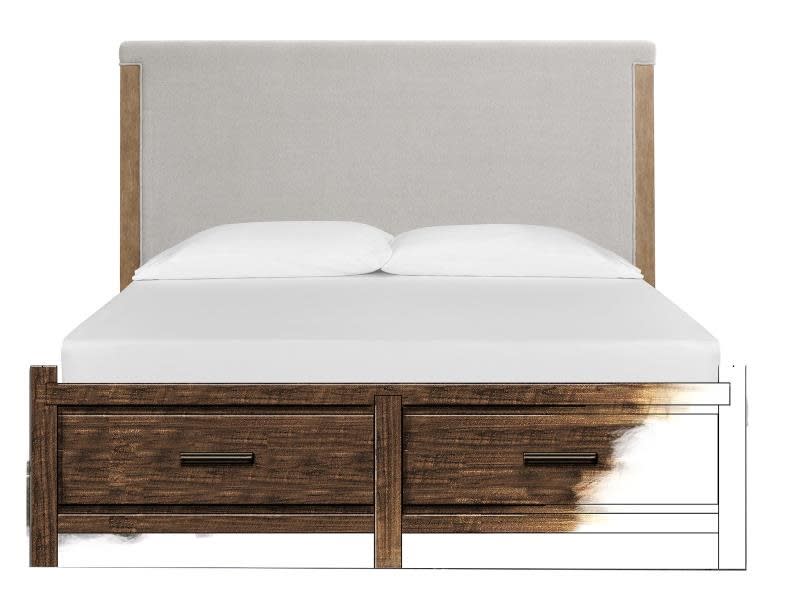 Plum Creek 6 Piece Queen Panel Upholstered Bedroom Set with Storage FB in Sierra Brown Finish by Magnussen - MAG-B5768-55A-SET