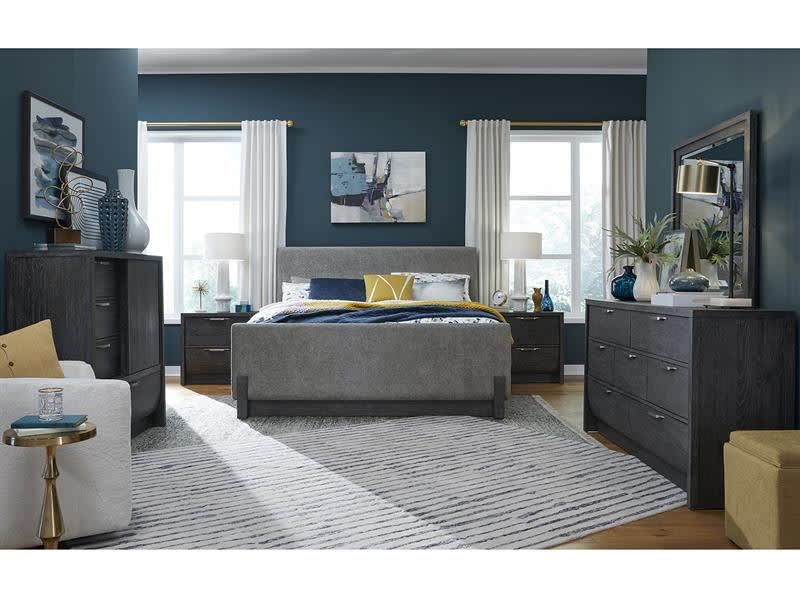 Kinsley 7 Piece Queen Upholstered Panel Bedroom Set in Black Heron Finish by Magnussen - MAG-B5890-55-SET