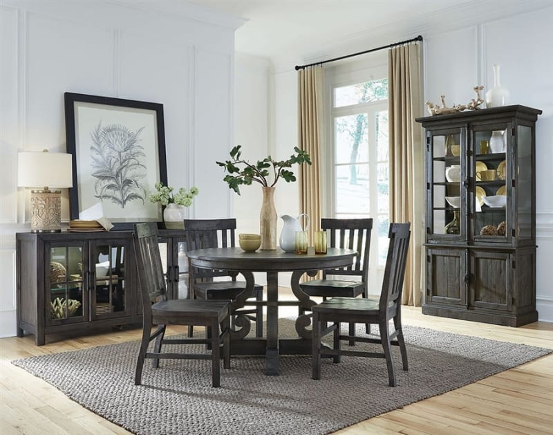 Bellamy 5 Piece 48" Round Table Dining Room Set in Peppercorn Finish by Magnussen - MAG-D2491-22-60