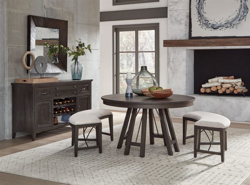Westley Falls 3 Piece 52" Round Table Dining Room Set in Graphite Finish by Magnussen - MAG-D4399-27-67