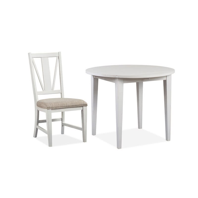 Heron Cove 3 Piece Drop Leaf Table Dining Room Set in Chalk White/Dovetail Grey Finish by Magnussen - MAG-D4400-26-62