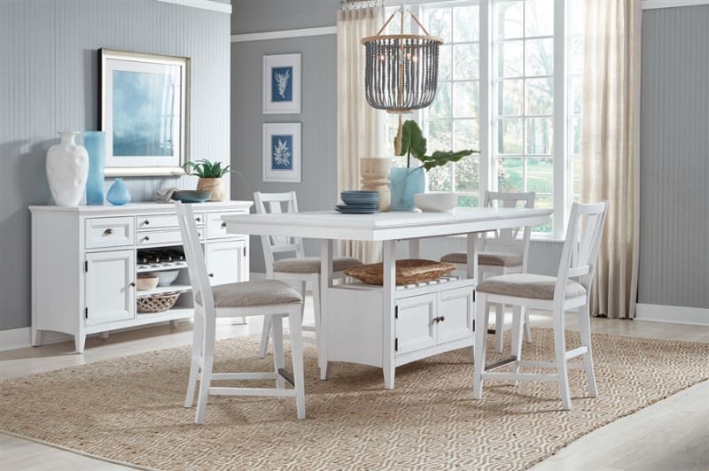 Heron Cove 5 Piece Counter Height Dining Set in Chalk White/Dovetail Grey Finish by Magnussen - MAG-D4400-42-82