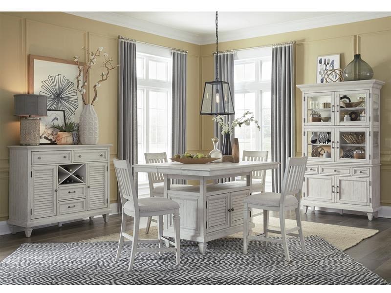Newport 5 Piece Counter Height Dining Set in Alabaster Finish by Magnussen - MAG-D5430-42-82