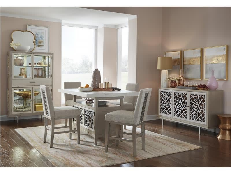 Lenox 5 Piece Counter Height Dining Set in Warm Silver/Acadia White Finish by Magnussen - MAG-D5490-42-83